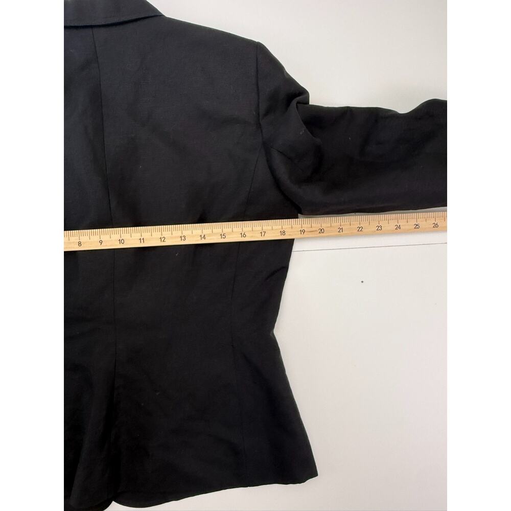 Tahari Womens Blazer 10 Black Linen Blend Safari Utility 4 Pocket Jacket - Picture 7 of 8